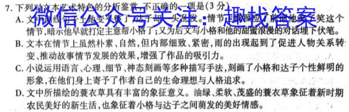 安徽省怀宁县2023-2024学年度第一学期九年级上第三次月考/语文