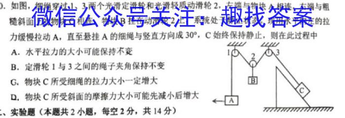 安徽省2025届九年级练习一(10月)物理试题答案