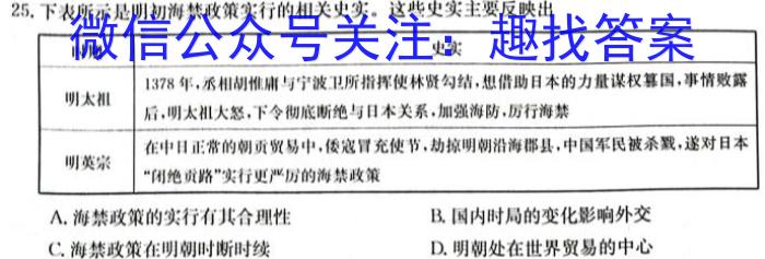 2023-2024学年高三试卷5月百万联考(卷纸)历史试题答案