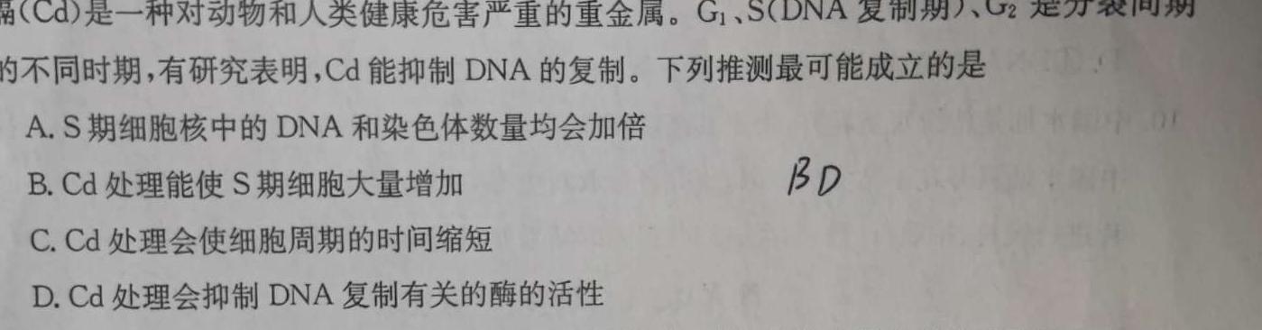 2024年6月浙江省学业水平适应性考试（高二年级）生物