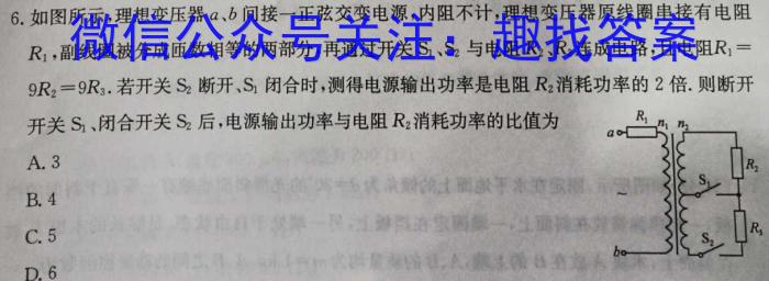 吉林省2024届朝阳区七校九年级适应性练习物理试卷答案