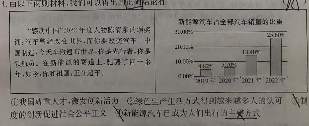 【精品】九师联盟·2024年5月高一年级（下）质量检测思想政治