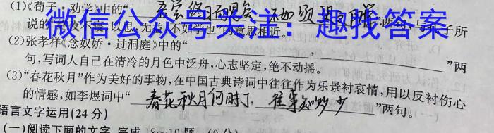 陕西省咸阳市2023-2024学年度高二第一学期期末教学质量检测/语文