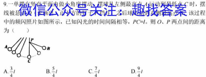 2024年陕西省高三教学质量检测试题(二)物理试卷答案