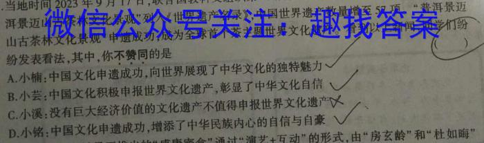 江西省2025届随堂检测卷（九年级）（三）政治试卷d答案
