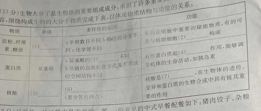 江西省南昌市2023-2024学年度第二学期期中测试卷七年级（初一）生物学