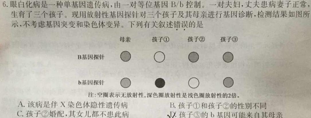 木牍中考2024安徽中考抢分金卷模拟试卷生物学部分