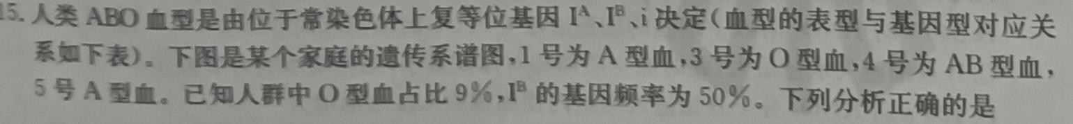 安徽省铜陵县2023-2024学年度九年级上学期期末考试生物学部分