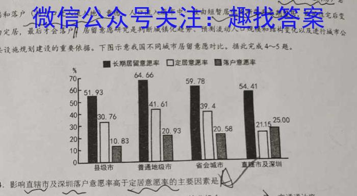 山西省2023-2024学年度第二学期初二素养形成期末测试地理试卷答案