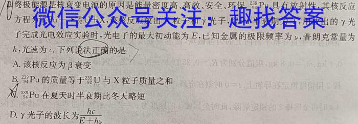 2023-2024学年陕西省高一年级期末测试卷(❀)物理试卷答案