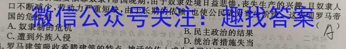 衡水金卷先享题调研卷2024答案(JJ·A)(一)历史试卷答案