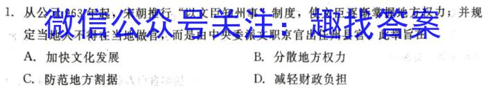 安徽省2024届九年级第一次模拟考试历史