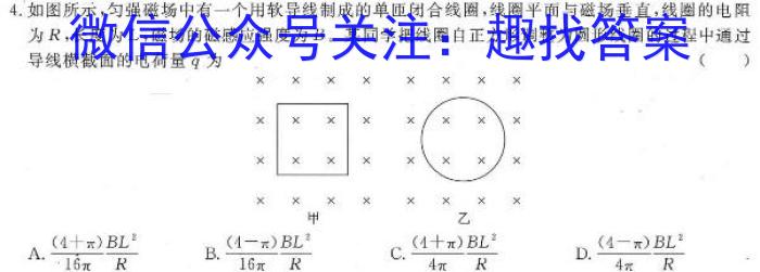 河南省2024届九年级第四次月考（期末）物理试卷答案