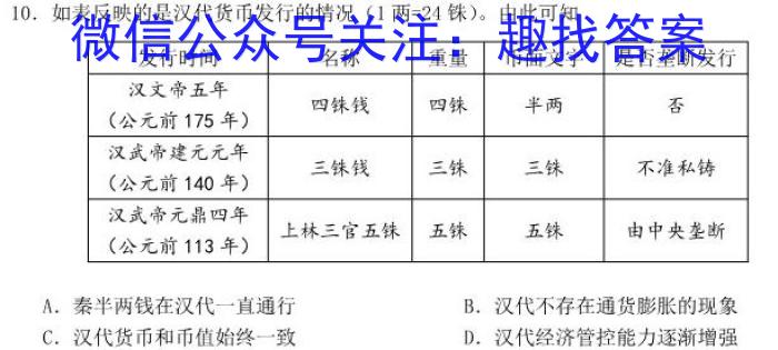 2023~2024学年河南省中招备考试卷(二)2历史试卷答案