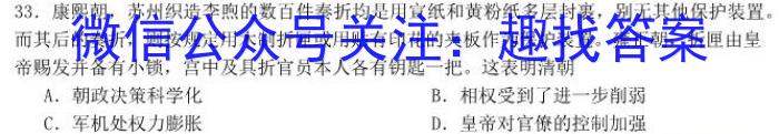 安徽省2023-2024学年度第二学期九年级作业辅导练习（二）历史试卷答案