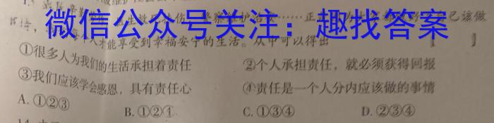 江西省2024-2025学年八年级上学期第三阶段练习政治试卷d答案