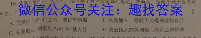 安徽省2023~2024学年度九年级上学期期末综合评估 4L R-AH政治试卷d答案