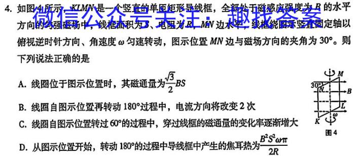 桂柳文化 2024届高三桂柳鸿图信息冲刺金卷(四)4物理试卷答案