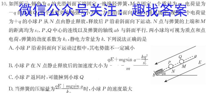 湖南省2024年春季高二年级入学暨寒假作业检测联考物理`