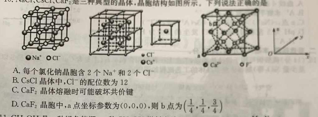 1湖南省2023年下学期高一12月联考化学试卷答案