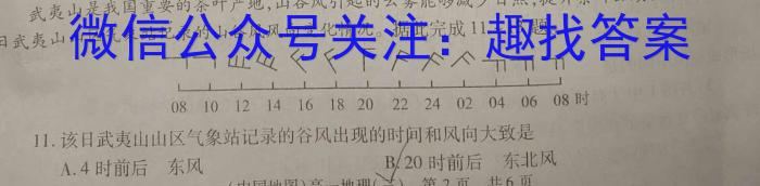 2024年陕西省九年级初中学业水平考试信息卷(C)地理试卷答案