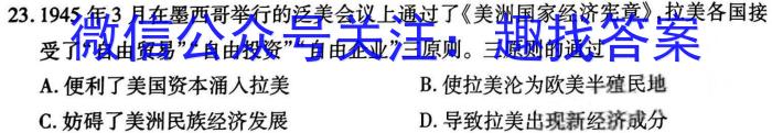 2024届衡水金卷先享题 调研卷(安徽专版)一历史试卷答案