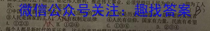 2024年陕西省初中学业水平考试模拟试卷(W1)政治~
