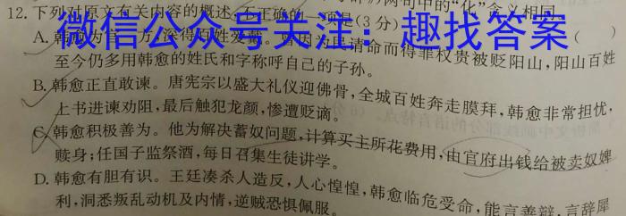 陕西省定边四中2023~2024学年第二学期高一期末考试(241993Z)语文