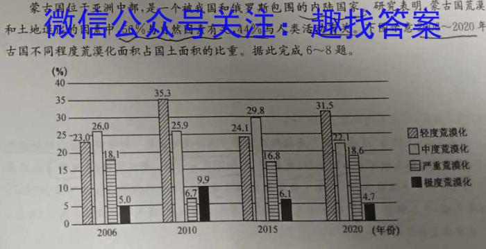 甘肃省庆阳市2024年高中招生及毕业会考模拟（一）地理试卷答案