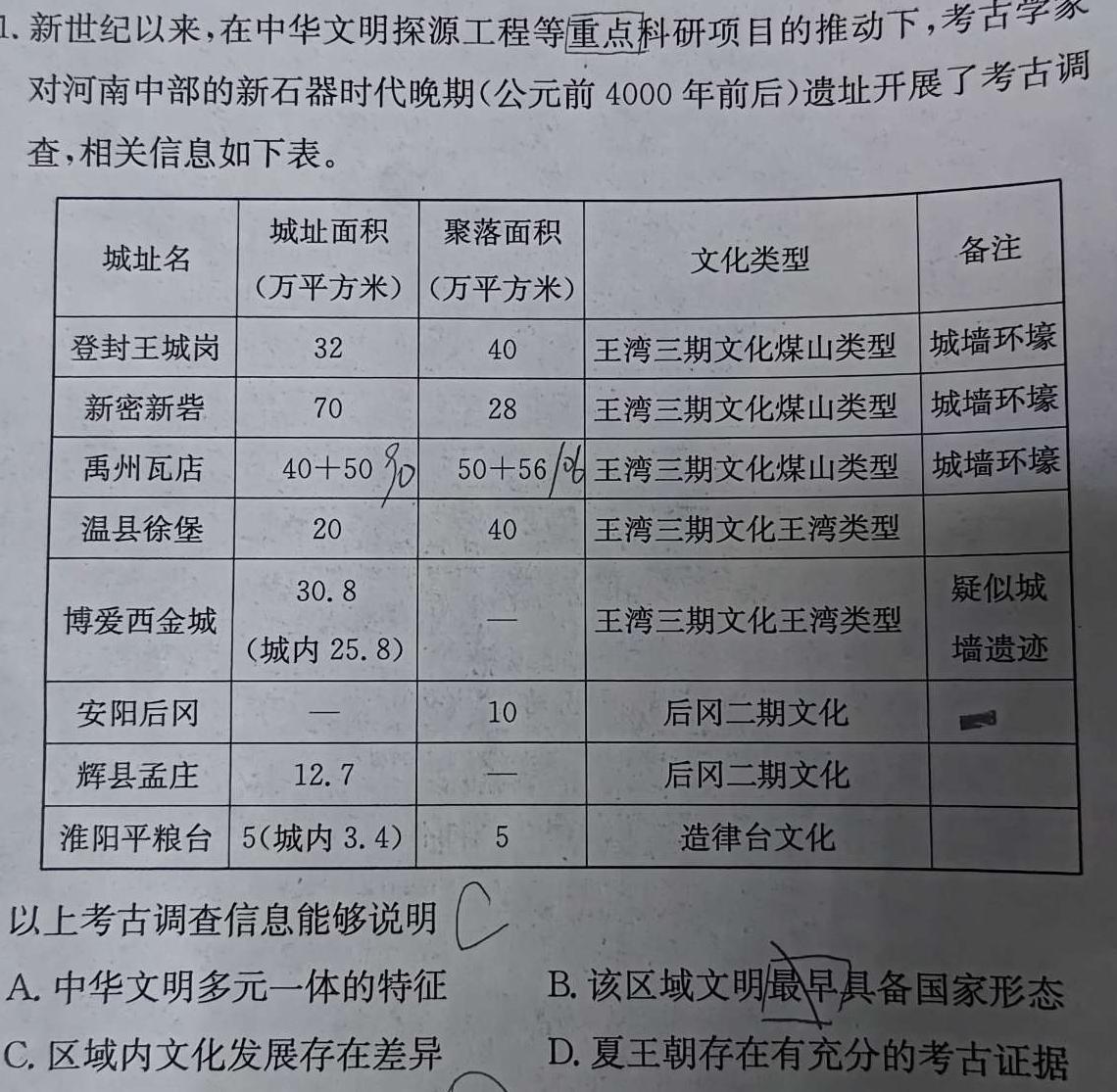 [今日更新]安徽省2023-2024学年下学期八年级教学评价二(期中)历史试卷答案