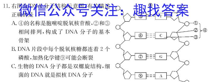 天一大联考安徽省普通高中高一春季阶段性检测2024.02生物学试题答案