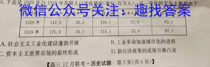 商洛市2024届高三尖子生学情诊断考试(第二次)历史试卷答案