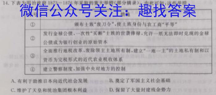 [陕西三模]2024年陕西省高三教学质量检测试题(三)3历史试卷