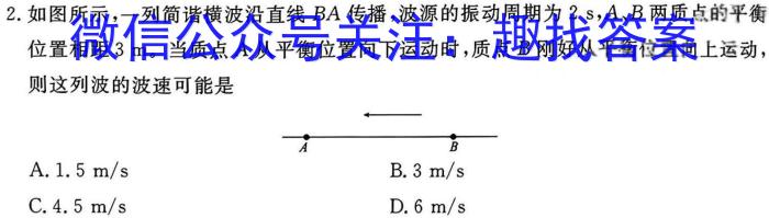 2024届普通高等学校招生全国统一考试 高三青桐鸣押题卷二物理试卷答案