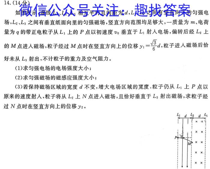 安徽省2024年九年级考前适应性考试(二)物理试卷答案