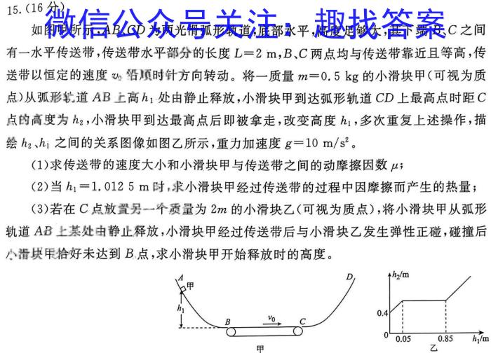 1号卷A10联盟2024年高三4月考试物理试卷答案