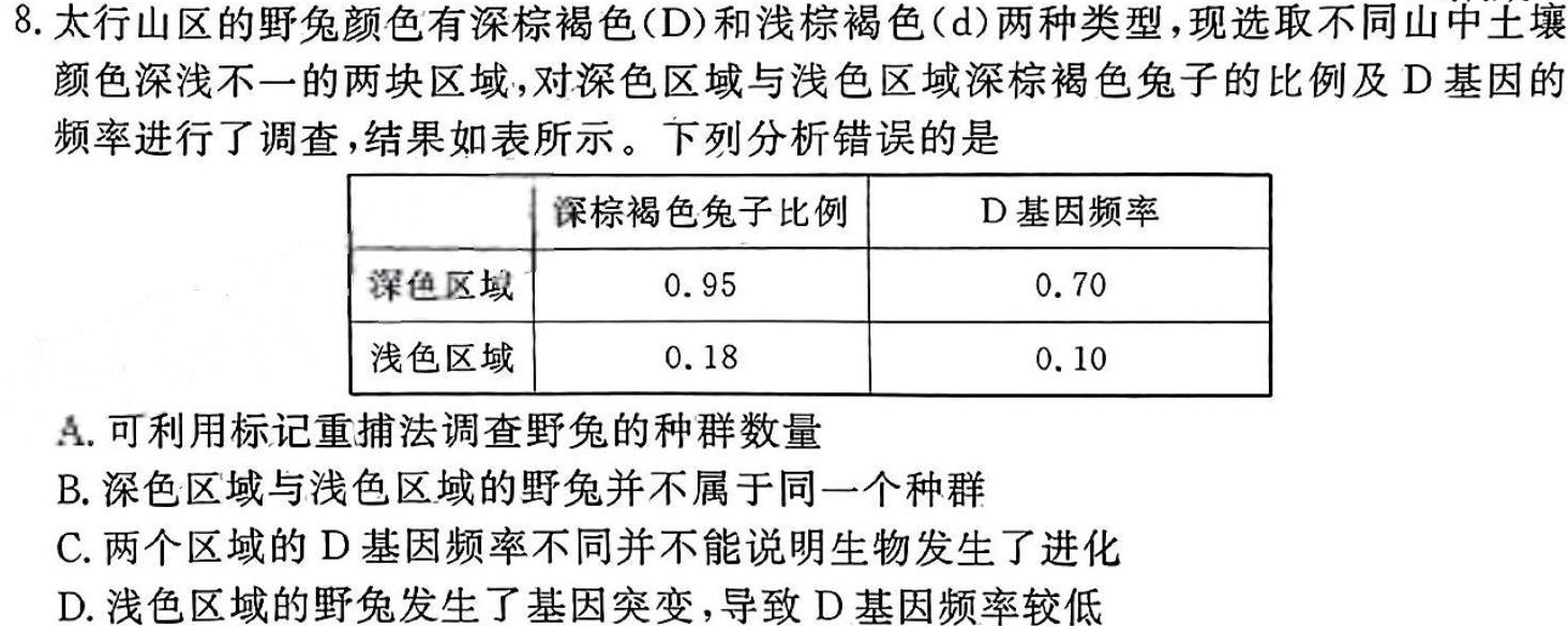 安徽省2024年中考密卷·先享模拟卷(二)2生物