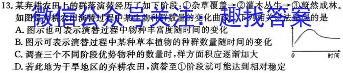 衡水名师卷 2024年高考模拟调研卷(老高考◆)(四)4生物学试题答案