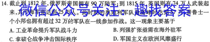 赢战高考·2024高考模拟冲刺卷(五)5历史试卷答案