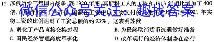 2024届陕西省九年级教学素养摸底测评(5L-SX)历史试卷答案