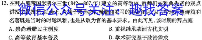 九师联盟 2024届高三1月质量检测巩固卷((新教材-L)G)历史试卷答案