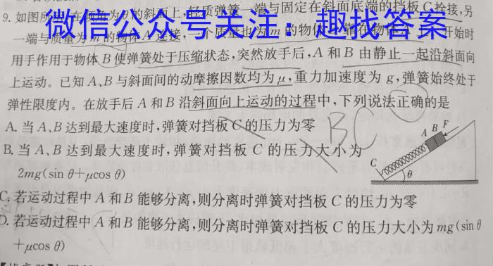 衡水金卷·2024届高三年级2月份大联考（LL）物理试卷答案