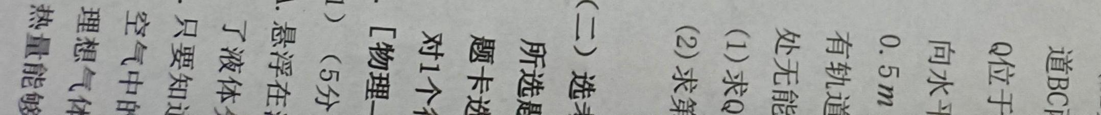 [今日更新]2024年河北省九地市初三摸底知识练习(5月).物理试卷答案