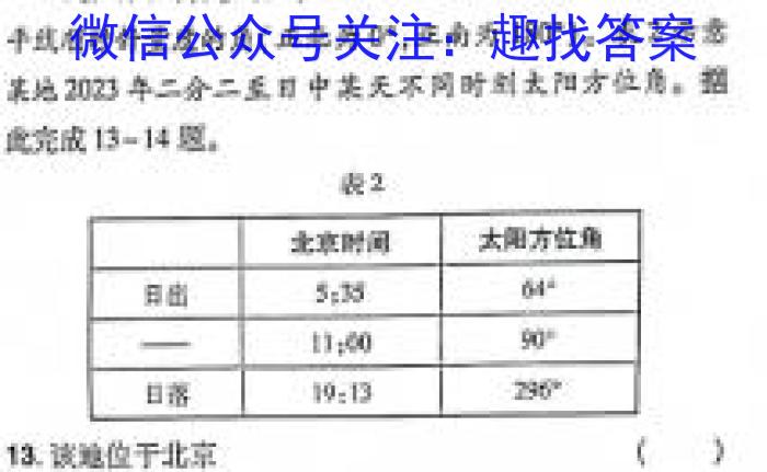 [今日更新]2023~2024学年河南省中招备考试卷(六)6地理h