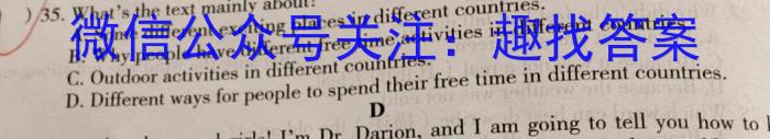 安徽省2024年中考密卷大联考(一)英语试卷答案