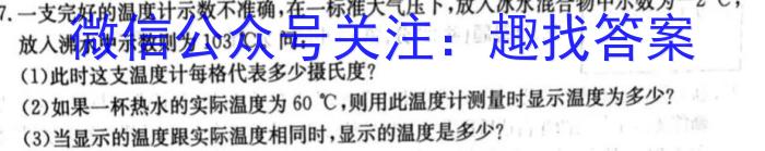 安徽省三海学地教育联盟2023-2024学年九年级春季开年考物理`