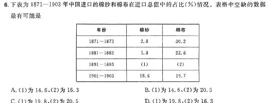 百师联盟·山东省2023-2024学年高一3月大联考历史