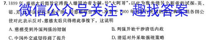 天一大联考 2024届安徽省普通高中高二春季阶段性检测历史