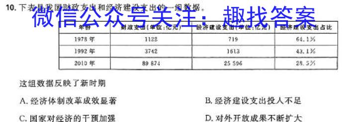 2023-2024学年山西省八年级上学期期末评估（24-CZ75b）历史试卷答案