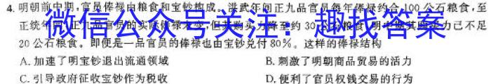 湖南高一年级3月阶段性考试(三角套三角)历史试卷答案